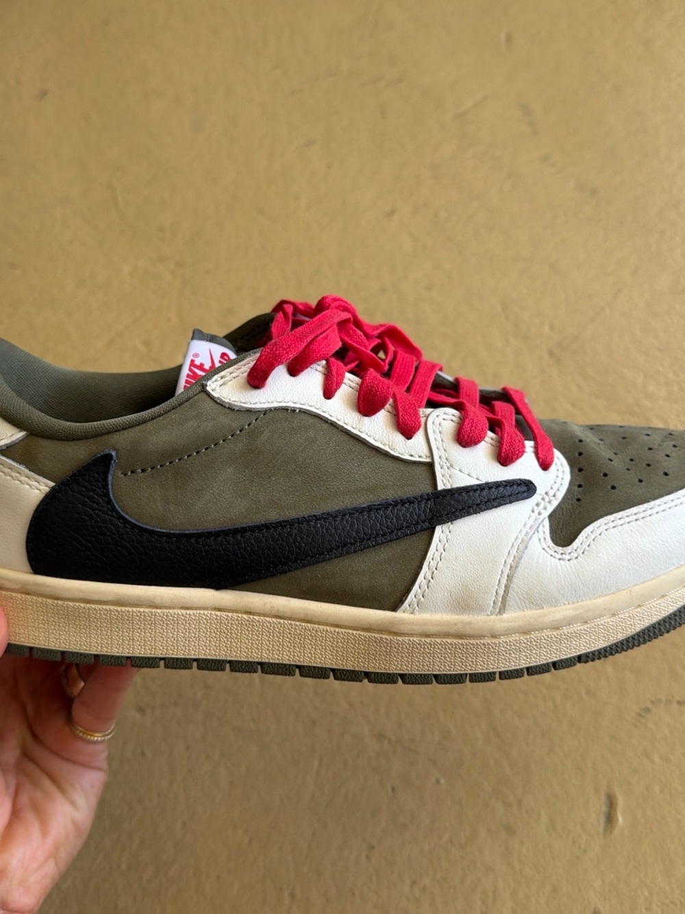 Nike Men’s Low-Top Sneaker - Olive, White & Hot Pink Accents